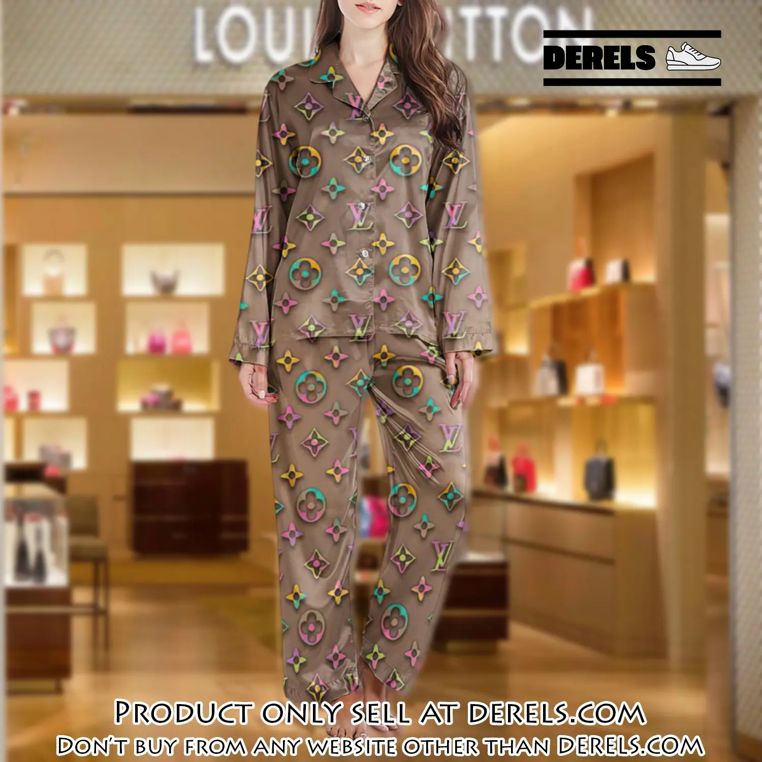Lv monogram long satin pajama set pjs1003 dr3431828